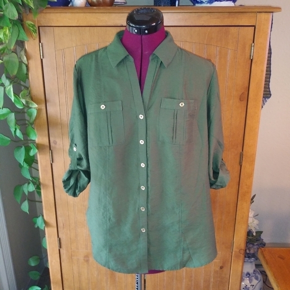 Dress Barn Rayon Nylon Blend Hilo Blouse - Picture 1 of 9